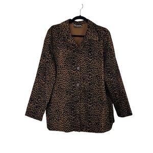 Inclinations Shacket Leopard Burnout Velvet Button Front Shirt Jacket